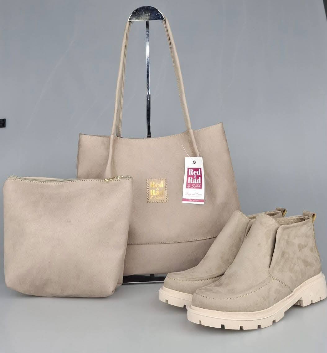 باك متكامل 3 قطع بنفس اللون – بوت عصري + Sac Chic + Pochette